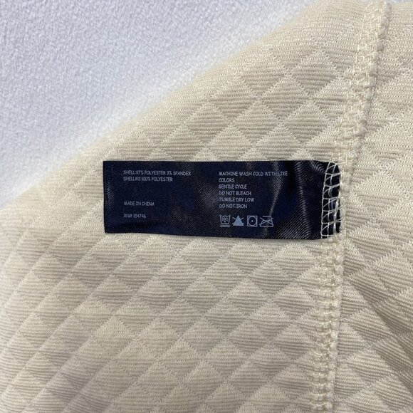 JNY-JONES NEW YORK Quilted Pullover Snap Mock Neck Sweatshirt Women Small Cream - Picture 9 of 16